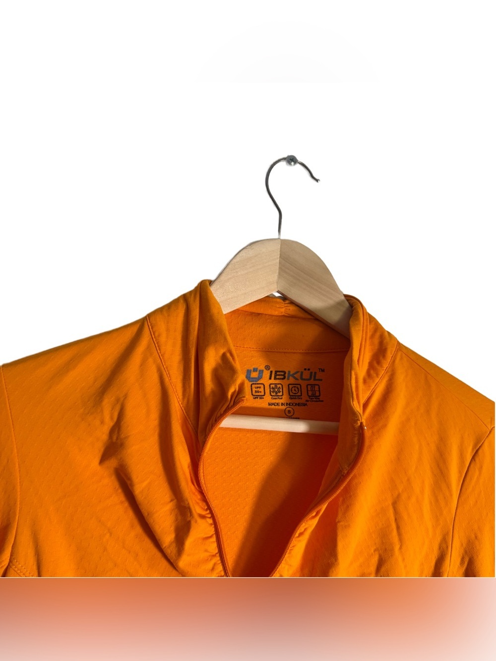 Ibkul Ruched Long Sleeve Polo Shirt Women's Small Orange Athletic UPF 50 Golf - Picture 4 of 5